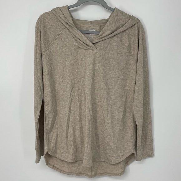 Sonoma Tops - SONOMA LIGHT TAN SUPER SOFT TUNIC STYLE LIGHTWEIGHT PULLOVER HOODIE SMALL